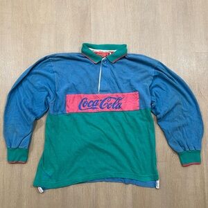 Vintage Coke Rugby Shirt Small